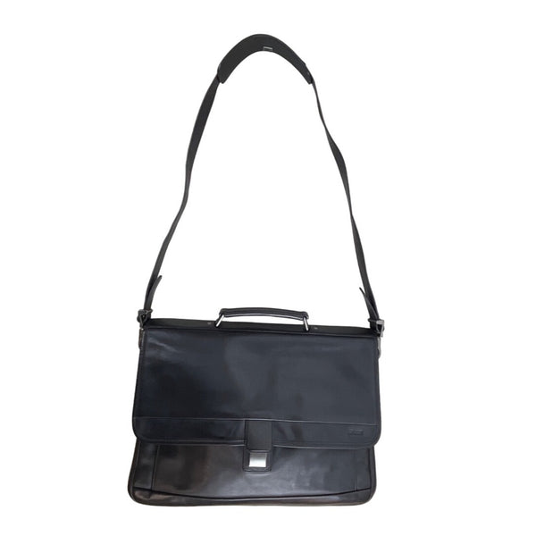 Hartman Men's Black Leather Laptop Messenger Bag Sz L