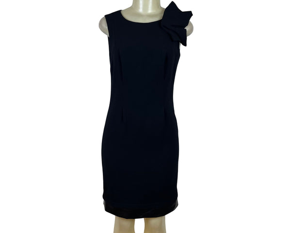Per Se Womens Black Wool Blend Sleeveless Bow Accent Sheath Dress Size 4