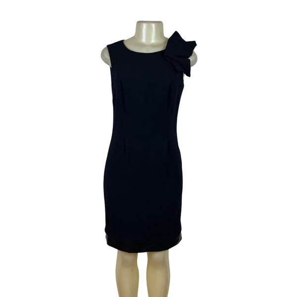Per Se Womens Black Wool Blend Sleeveless Bow Accent Sheath Dress Size 4