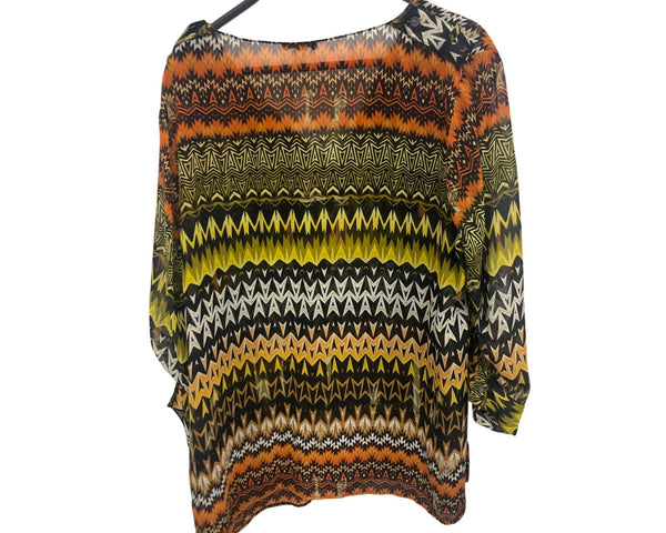 Vince Camuto Womens Multicolor Chevron Print Blouse 1X Lightweight & Stylish Tunic Top