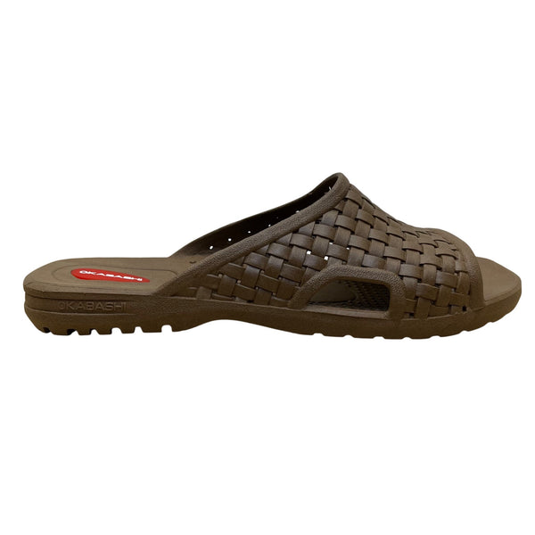 Okabashi Men’s Brown Woven Slip-On Slides Durable Open-Toe Sandals Size XL