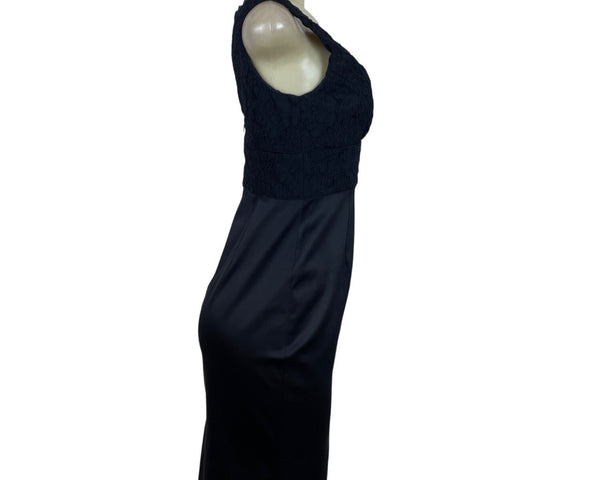 Jones York Women's Black Lace & Satin Dress Cocktail Party Wear Size 4