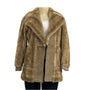 Vtg 60s Rosewin Women Brown Leather Faux Fur & Leather Coat With Shawl Collar