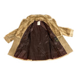 Vtg 60s Rosewin Women Brown Leather Faux Fur & Leather Coat With Shawl Collar