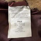 Vtg 60s Rosewin Women Brown Leather Faux Fur & Leather Coat With Shawl Collar