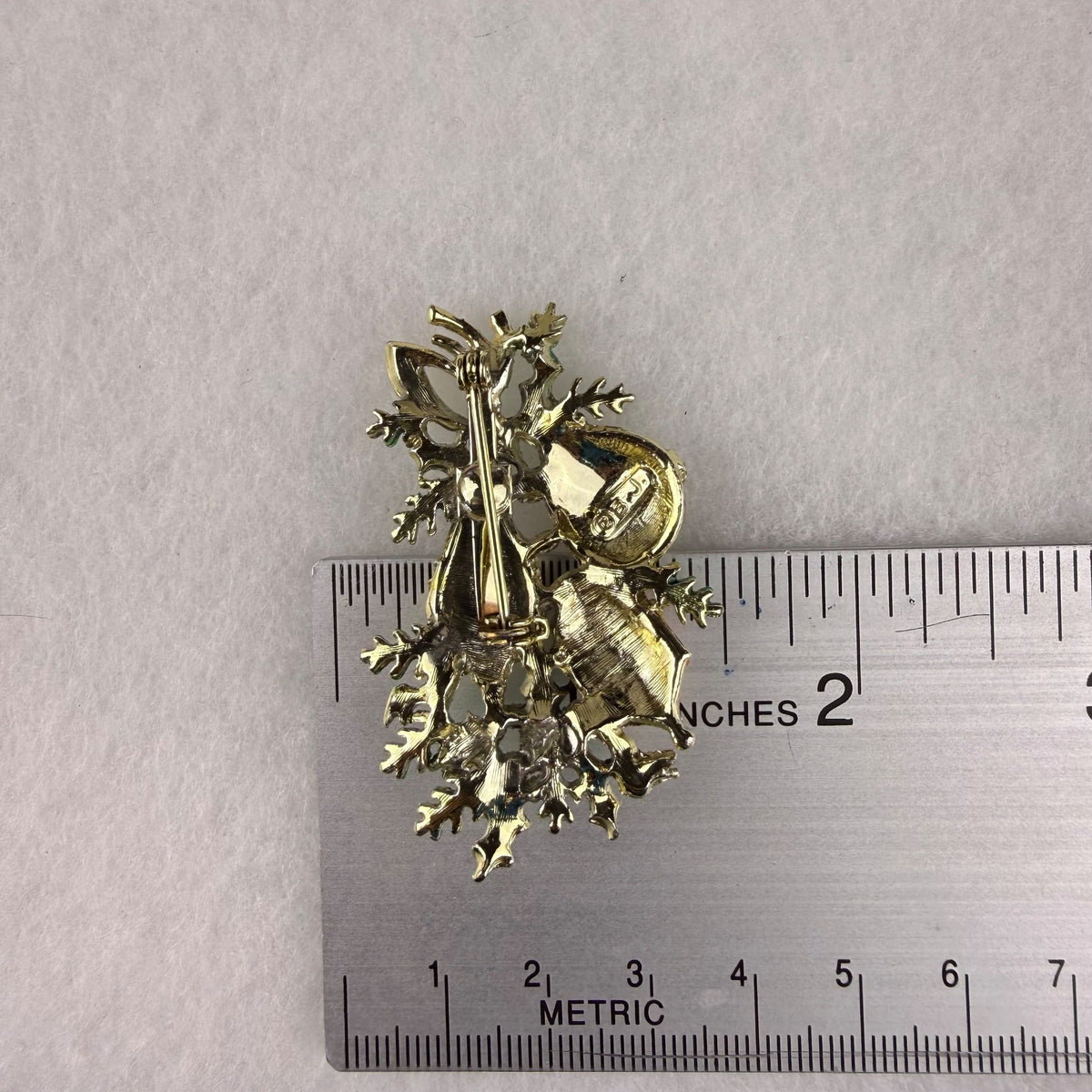 Holiday Gold Tone Christmas Pin Brooch CBJ Multi-Color Enamel Rhinestones