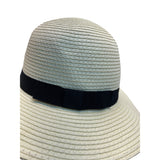 Wallabe Wide Brim Beige Straw Hat With Black Ribbon One Size