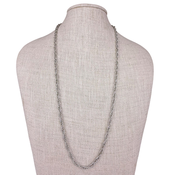Monet Womens Silver Tone Rope Chain Vintage Necklace