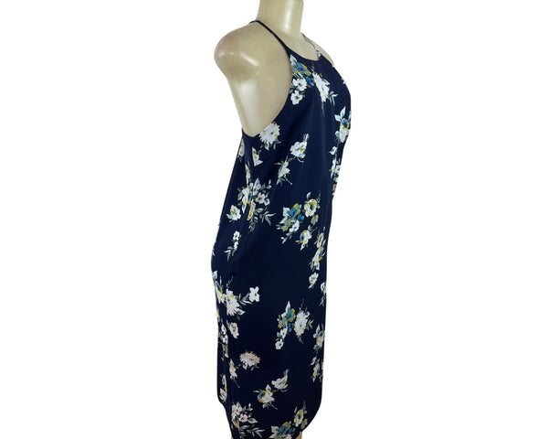 Soprano Womens Navy Floral Print Halter Sleeveless Midi Dress Sz S - New