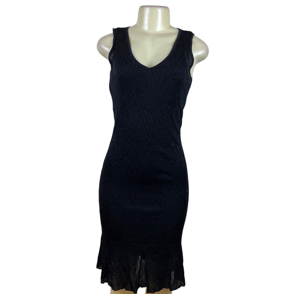 Ralph Lauren Women's Black Knit Sleeveless Sheath Dress Flared Hem Sz S