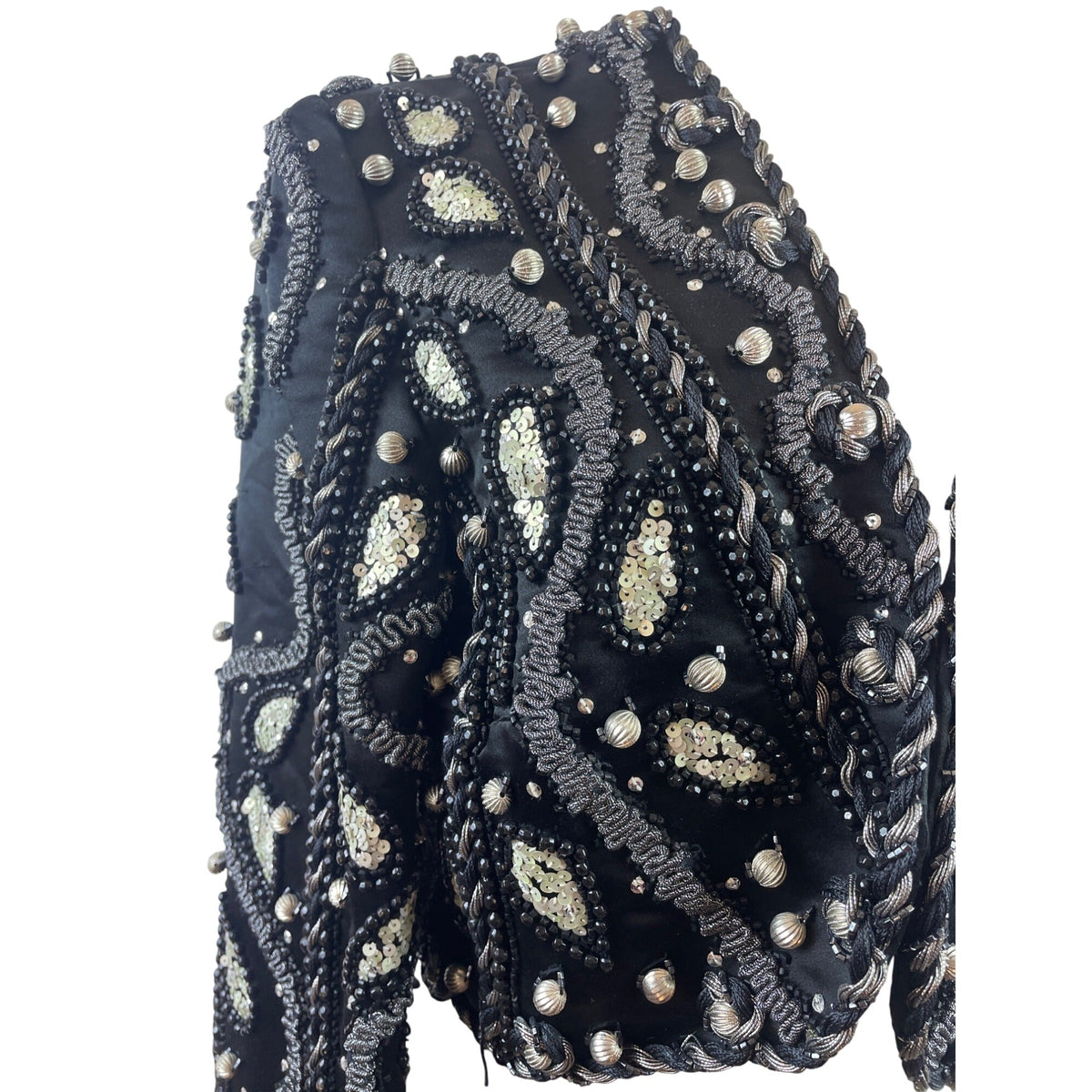 Vintage Victoria Royal Ltd. Black Beaded & Sequined Cropped Jacket Sz 10