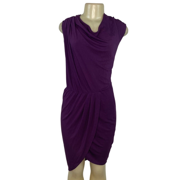 Tart Purple Drape Wrap Sleeveless Knee-Length Dress S