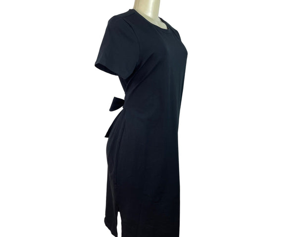 Gap Maternity Black Short Sleeve Tie-Back Midi Dress Size M