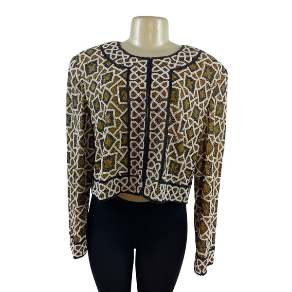 Vintage Niteline Hand-Beaded Long-Sleeve Cropped Jacket Size XL