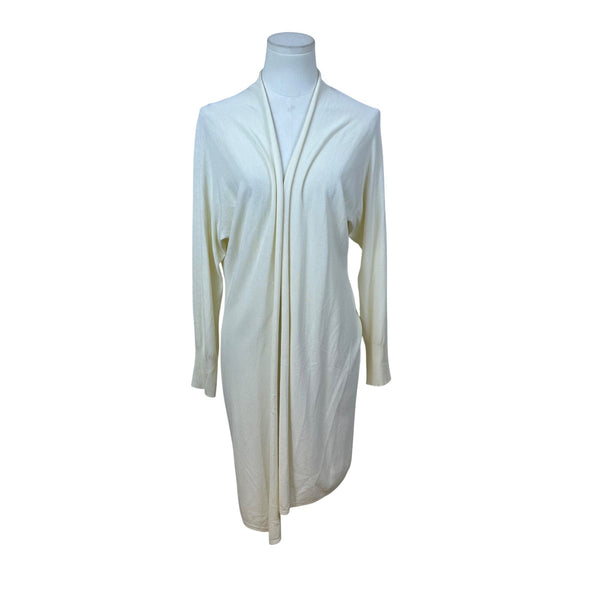 Kontatto Womens Ivory Viscose & Polyester Open Front Long Cardigan Sweater