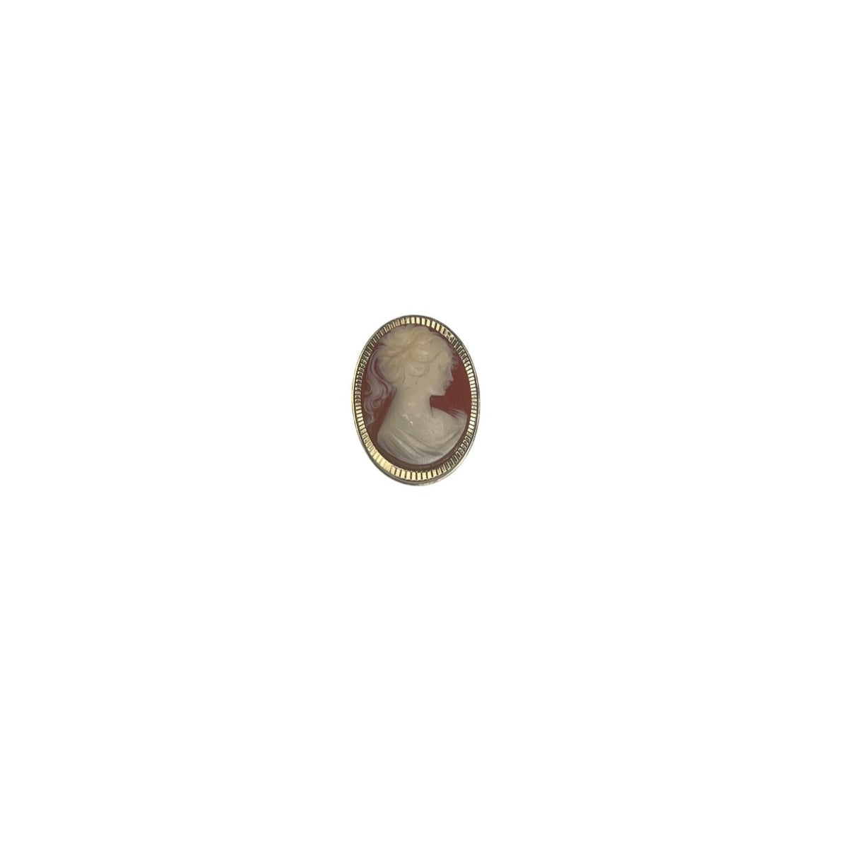 Vintage Women’s Gold Oval Cameo Brooch Handcrafted Resin/Metal Portrait Pin Jewelry