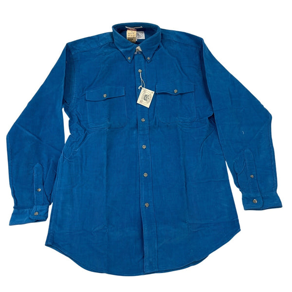 John Ashford Sport Blue Corduroy Button-Down Long Sleeve Shirt Size M - New
