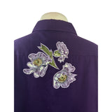 Vintage The Quacker Factory Women Purple Button-Up Floral Embroidered Shirt Sz L