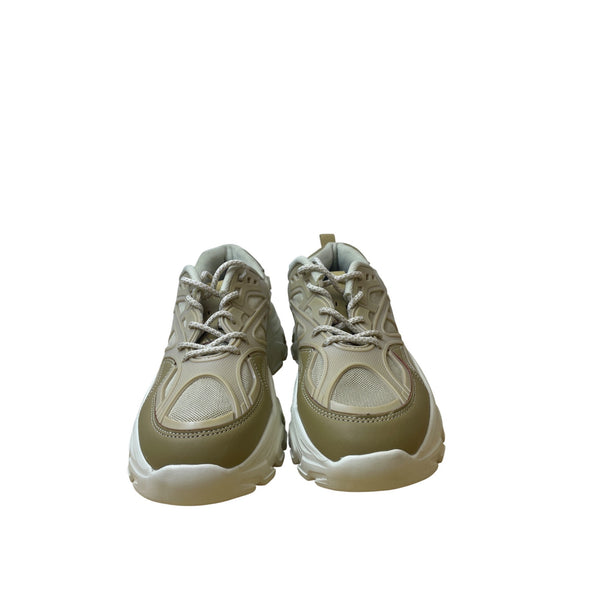 Chunky Sole Sneakers Mens Beige Mesh Casual Athletic Shoes Lace Up Size 9 Stylish & Durable
