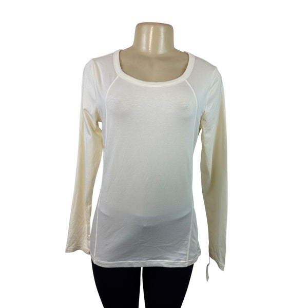 Talbots Women's Long Sleeve White Crewneck Top Cotton Blend Size S - New
