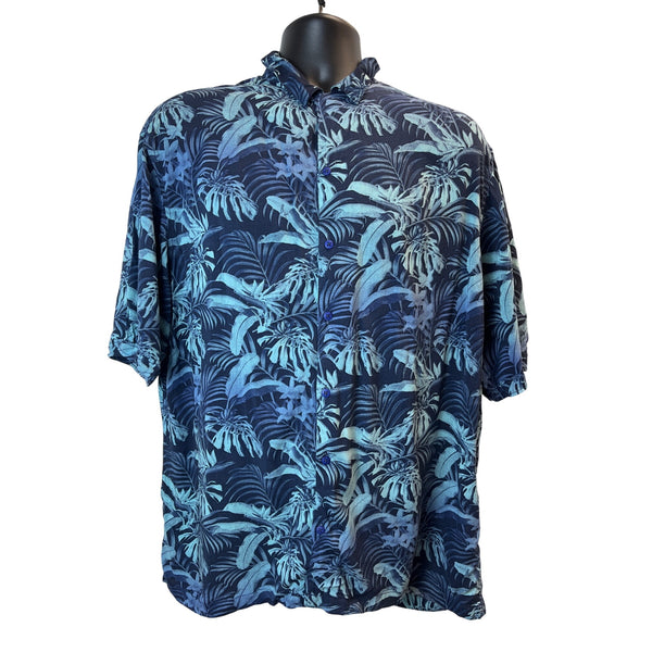 Jack & Jons Mens Hawaiian Shirt & Shorts Set Navy Tropical Palm Print Sz XL