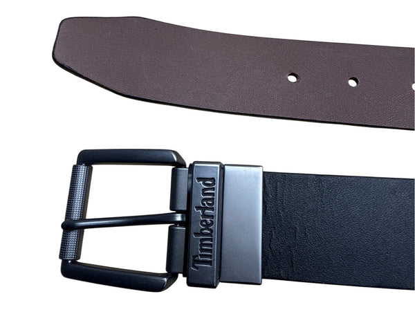 Timberland Mens Reversible Leather Belt With Metal Buckle Black/Brown