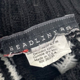 Vintage Headliners Black & White Graphic Knit Sweater W Floral Trim Women’s Sz L