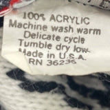 Vintage Headliners Black & White Graphic Knit Sweater W Floral Trim Women’s Sz L
