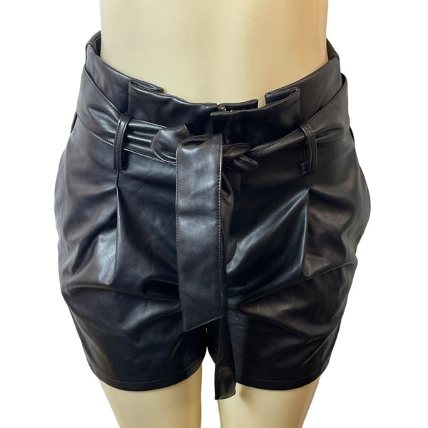 Unbranded Women's Black Faux Leather Style Shorts Sz M