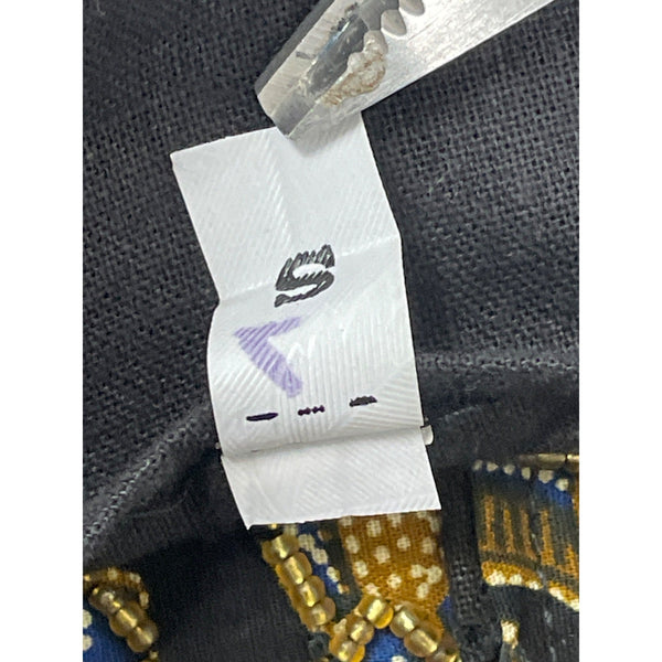 Vintage Batik Print Tie-Back Vest Top Womens Black Gold Blue Size S