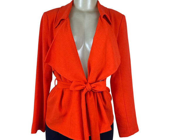Vince Camuto Women's Orange Open Front Tie Belt Sweater Size 10P - New