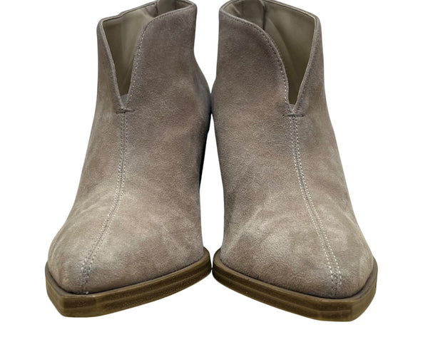 Vince Camuto Women’s Taupe Suede Back Zipper Ginsel Heeled Ankle Boots Size 8M