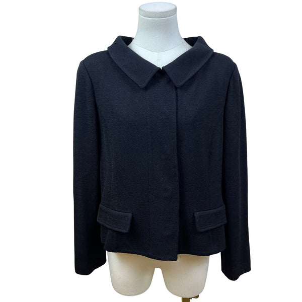 St. John Caviar Women’s Black Textured Blazer Button Front Jacket Sz 12