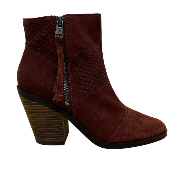 Lucky Brand Women’s Burgundy Suede Block Heel Ramses Ankle Boots Size 8.5M