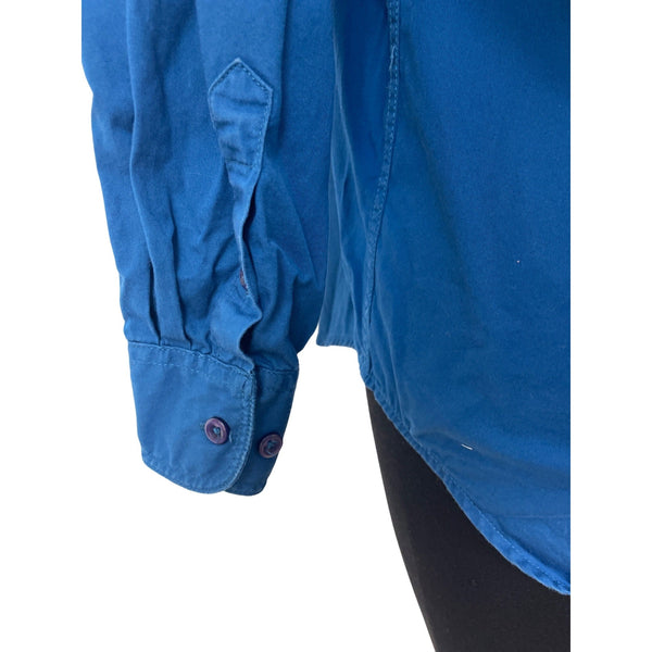 Vintage Mickey Inc Bambi & Flower Embroidered Blue Button-Up Shirt Size L