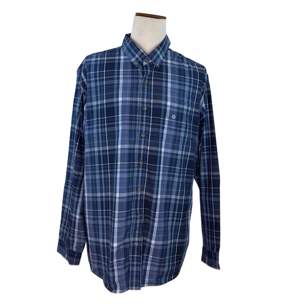 Eddie Bauer Mens Blue & Navy Plaid Long Sleeve Button-Up Shirt Size 3XL - New