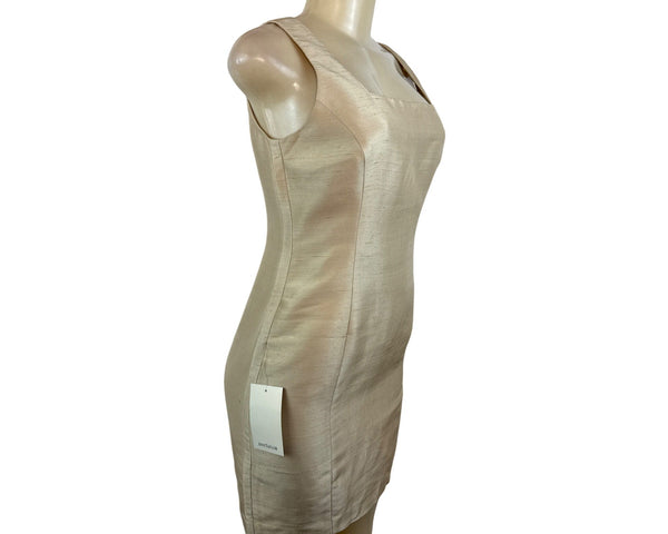 Ann Taylor Petites 4P Champagne Sleeveless Sheath Dress With Back Zip Sz 4- New