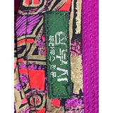 Vintage Abstract Print Button-Up Blouse With Purple Accents Womens