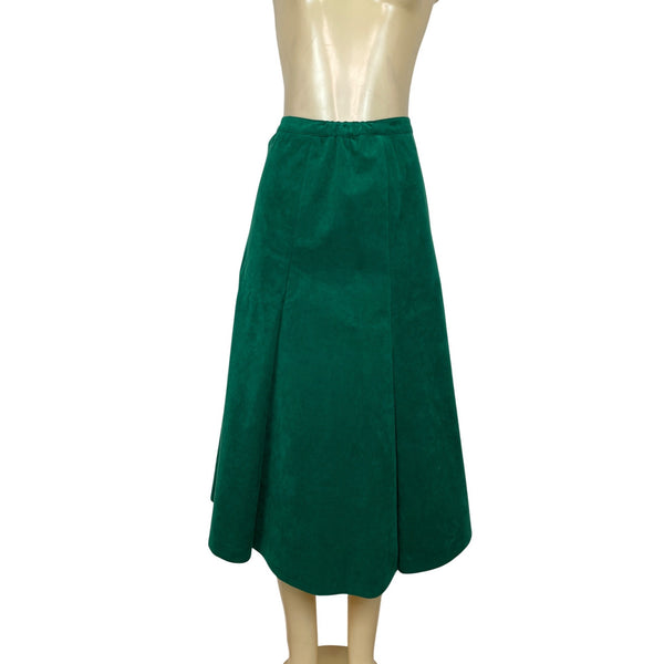 Unbranded Green Velvet A-Line Midi Skirt Side Zipper Sz XS/S