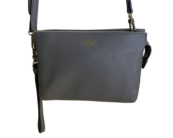 Vince Camuto Women’s Gray Leather With Dual Compartments Crossbody Bag Sz S