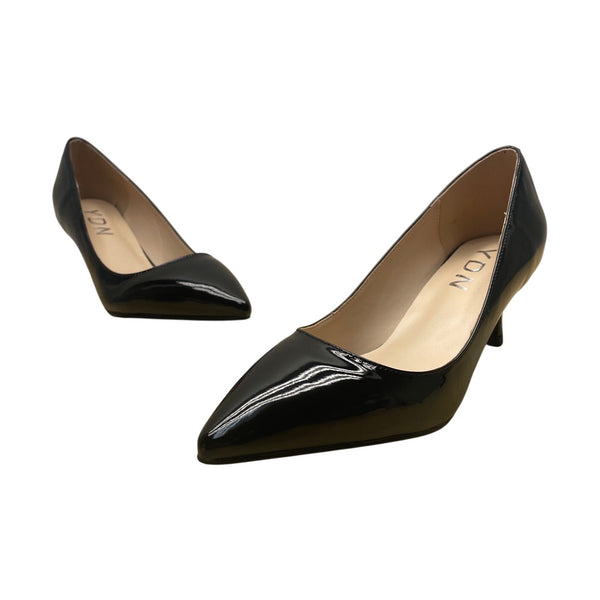 YDN Women’s Black Patent Faux Leather Pointed Toe Kitten Heel Pumps Size 7 - New