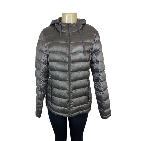 Andrew Marc Womens Packable Lightweight Down Puffer Jacket With Hood Sz L