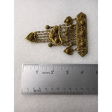 Rice-Weiner Etrusceana Dangling Gold Tone Filigree Brooch With Heart Charms