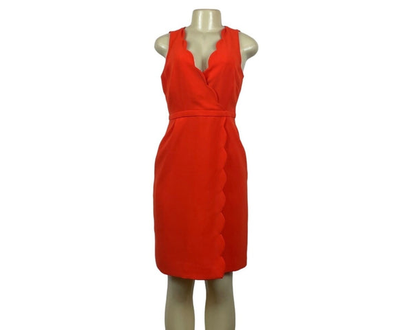 J.Crew Women's Orange Scallop Crepe Dress Sz 2