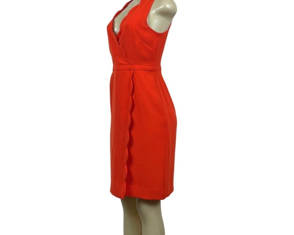 J.Crew Women's Orange Scallop Crepe Dress Sz 2