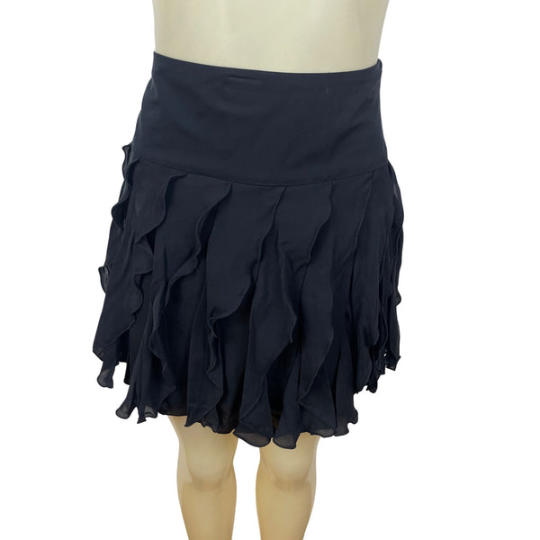 Inc Black Ruffled Mini Skirt Size 6 Women’s Elegant Design - New