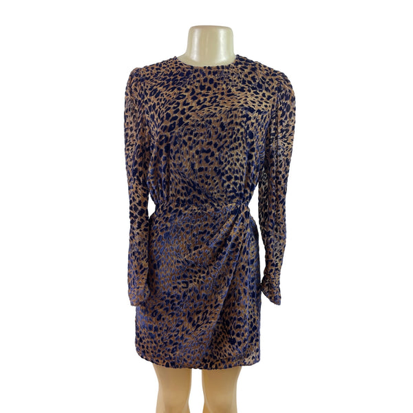 The Kooples Paris Womens Leopard Print Long Sleeve Mini Dress Size 2