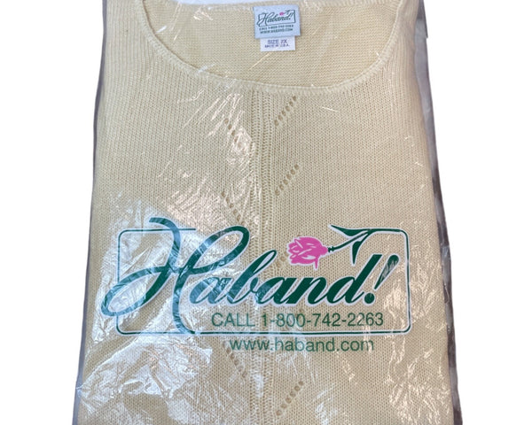 Vintage Haband Womens 2X Long Sleeve Sweater Made In USA Beige Knit Pullover New