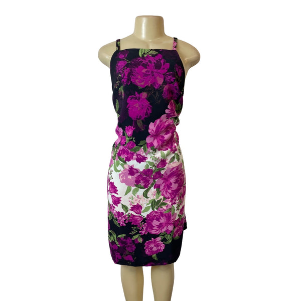 Alfani Women's Purple Stretchable Bodycon Sleeveless Flowery Dress Sz 18W - NWT