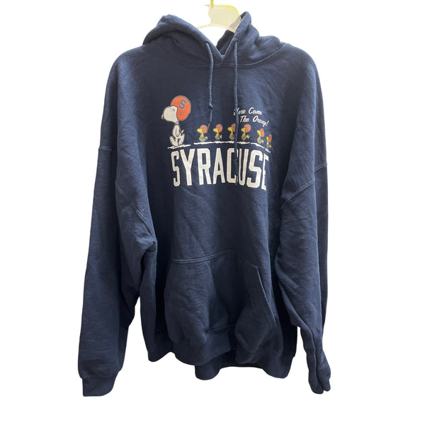Gildan Mens Navy Cotton Blend Syracuse Hoodie Sweatshirt Snoopy Graphic Size 2XL